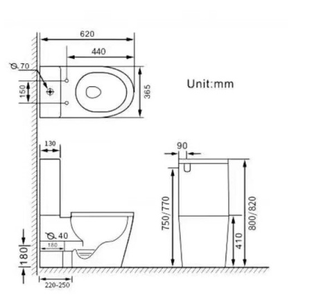 Унитаз напольный с функцией биде SantiLine SL-5014SM-BD